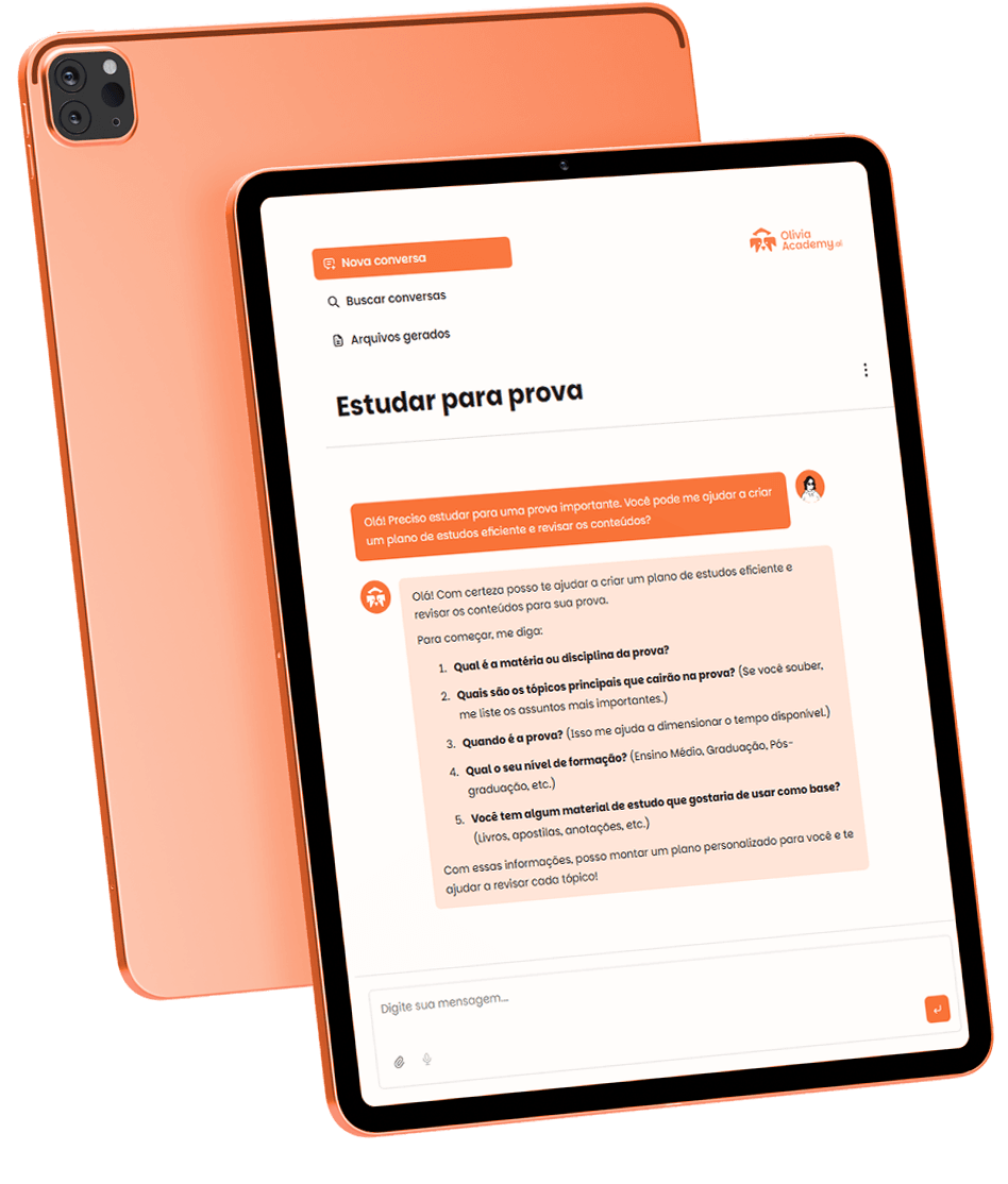 Tablet mostrando a plataforma Olivia Academy